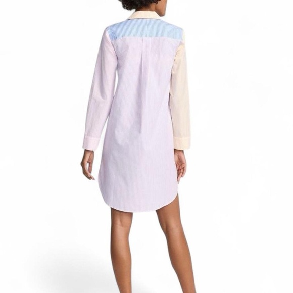 Lands’ End Striped Shirt Dress Multicolor Button Down Pockets Size Large 14–16 - Picture 3 of 11